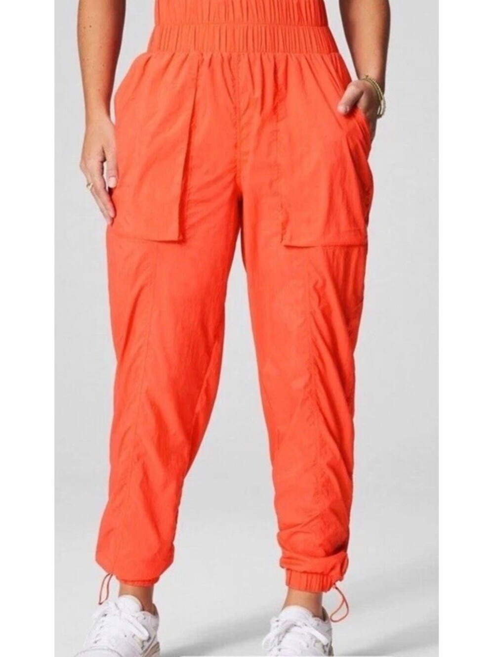 Fabletics Women’s Ultra High Waisted Piped Nylon Lightweight Orange Medium NWOT